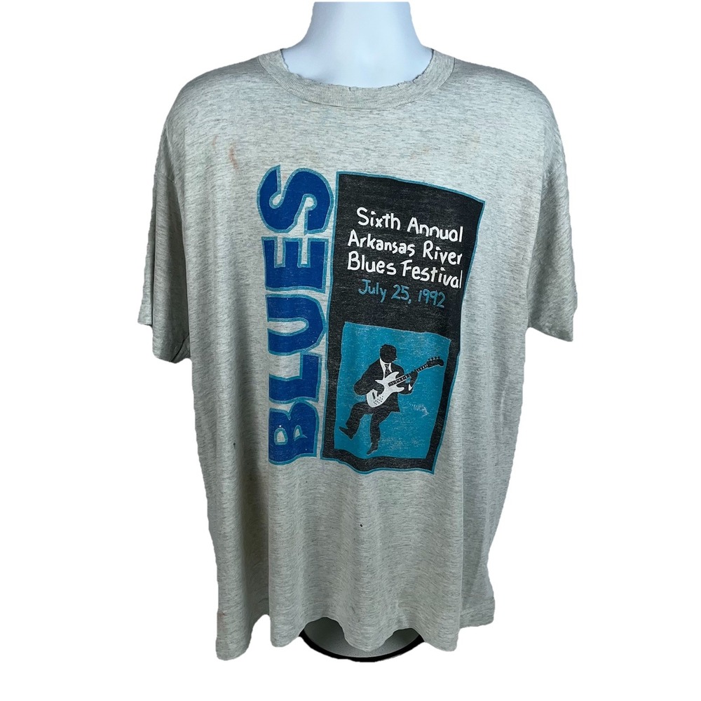 Vintage '92 Arkansas River Blues Fest T-Shirt XL Single Stitch Screen Stars Best